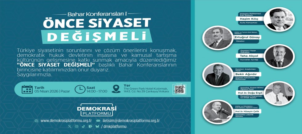 “Önce Siyaset Değişmeli” Konferansı Ankara’da Düzenleniyor