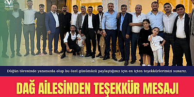 Dağ Ailesinden Teşekkür Mesajı